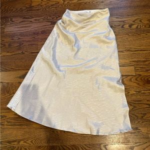 Lush satin midi skirt with slit and subtle zebra like design